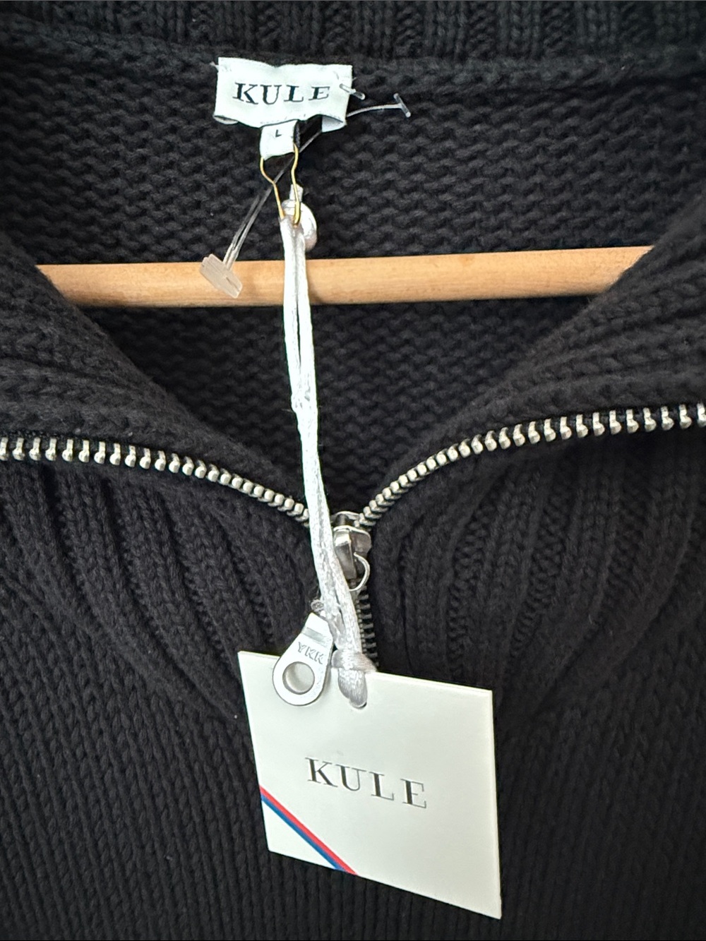 Kule Blue &Cream Striped Ribbed Half-Zip Pullover Size L Nwt — image 5 of 7